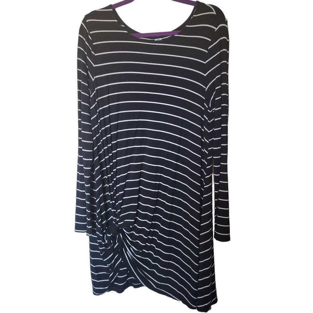 Old Navy Women's Black Striped Long Sleeve Knit Swing Dress Size L